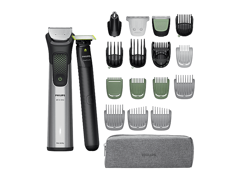 Philips MG9558/15 15 Accesorios 120 min Autonomía Cara Cabeza y Cuerpo Peine-guía de precisión de alta calidad Gris