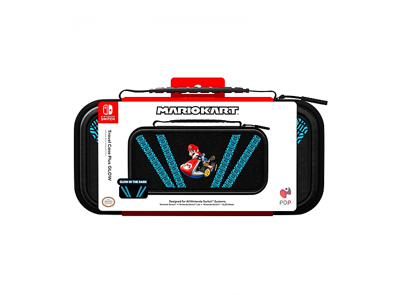 PDP Travel Case Plus Glow Kart Drift Para Nintendo Switch Con cremallera Negro y Azul