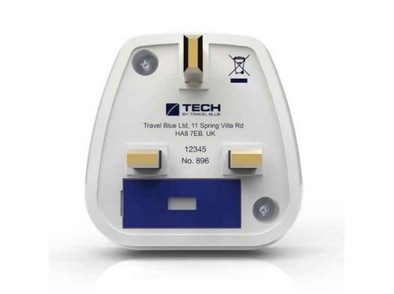 Tech Travel Blue 896 Reino Unido 250 V 13 A Blanco