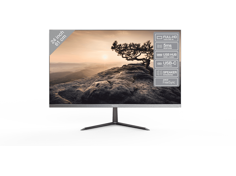 Peaq PMO S243-VFC 24 Full-HD 5 ms 75 Hz AMD FreeSync Ultra Slim HDMI 1.4 Negro
