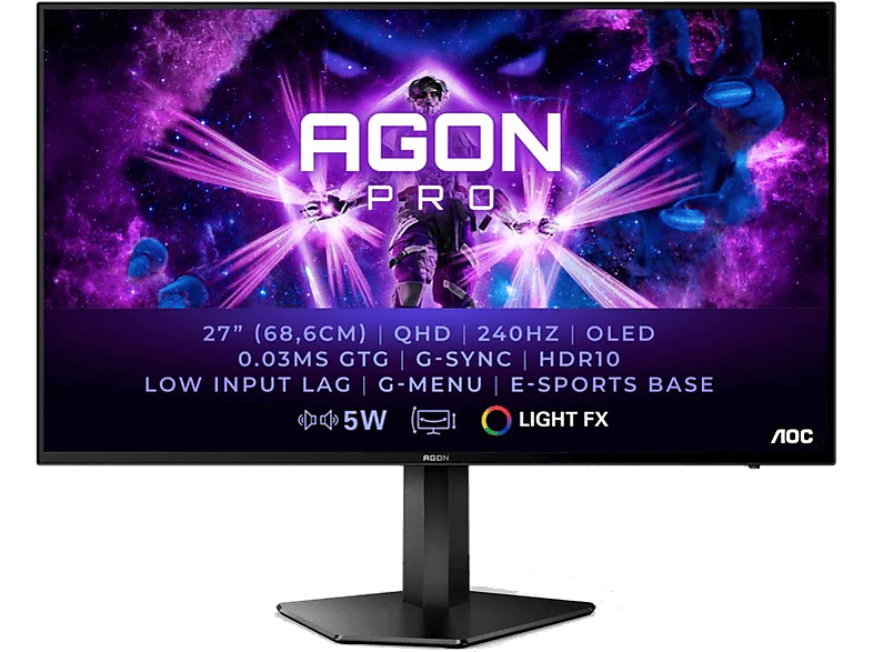 AOC AG276QZD 26.5  QHD 0.03 ms 240 Hz OLED G-Sync Compatible HDR 10  Negro