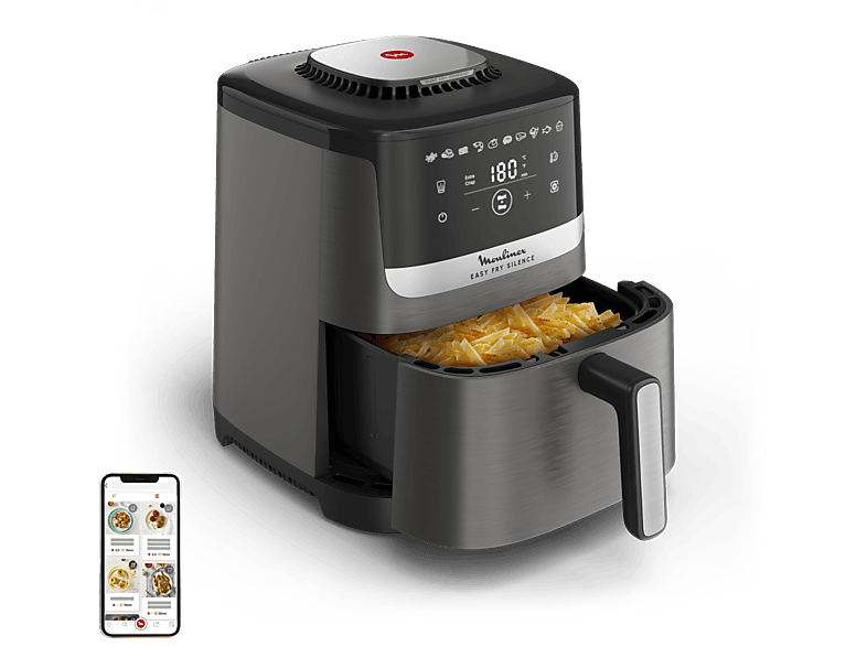 moulinex Easy Fry Silence EZ551H 1680W 5L Tecnología silenciosa 10 programas Pantalla táctil Extra Crisp Gris