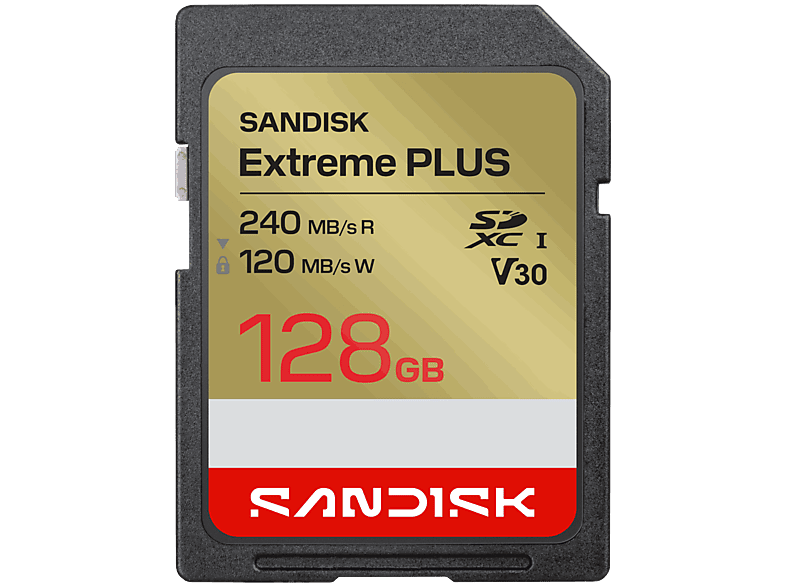 SANDISK Extreme Plus 128 GB Vídeo 4k UHD Hasta 240 MB/s lectura U3 V30 C10 UHS-I Oro