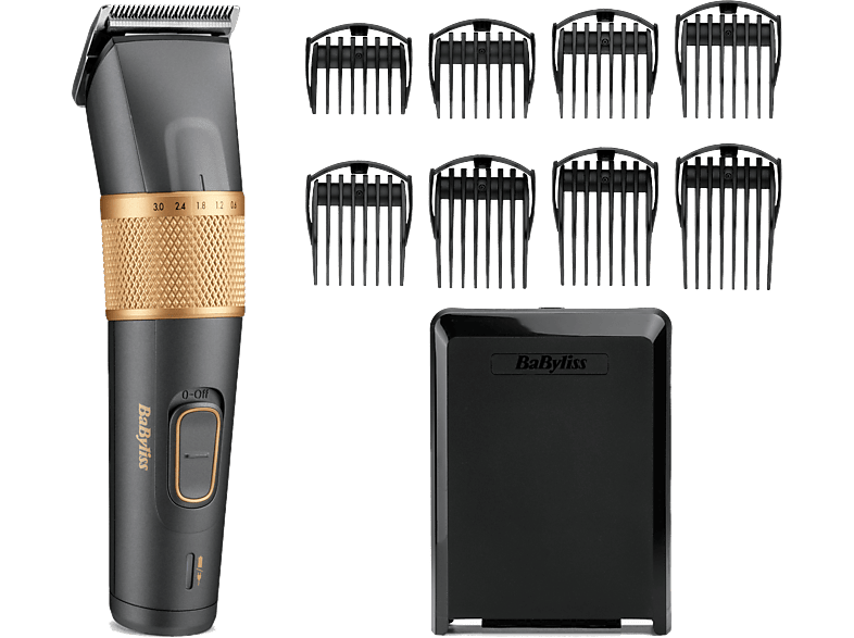 BaByliss Graphite Precision E987E 160 min Autonomía 28 Longitudes de Corte Cuchilla de Grafito 8 Peines Guía Gris