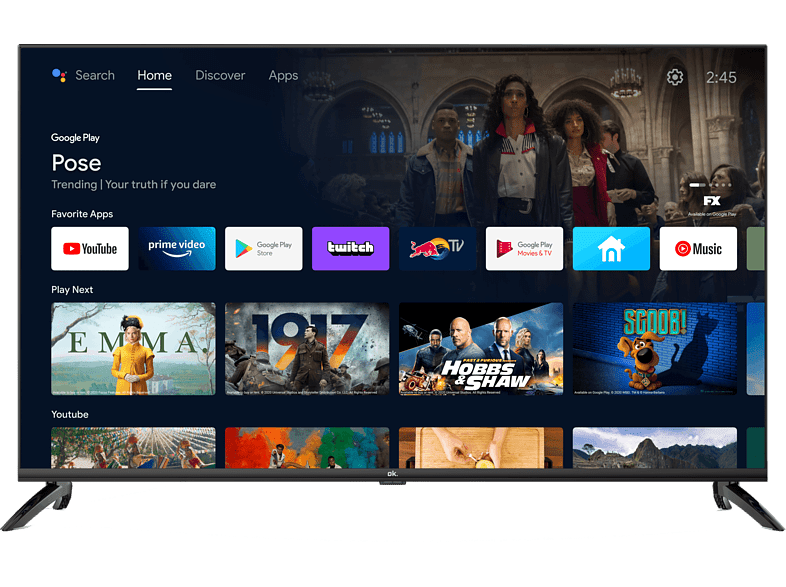 OK OTV 43AU-5023C UHD 4K Android TV DVB-T2 (H.265) Negro