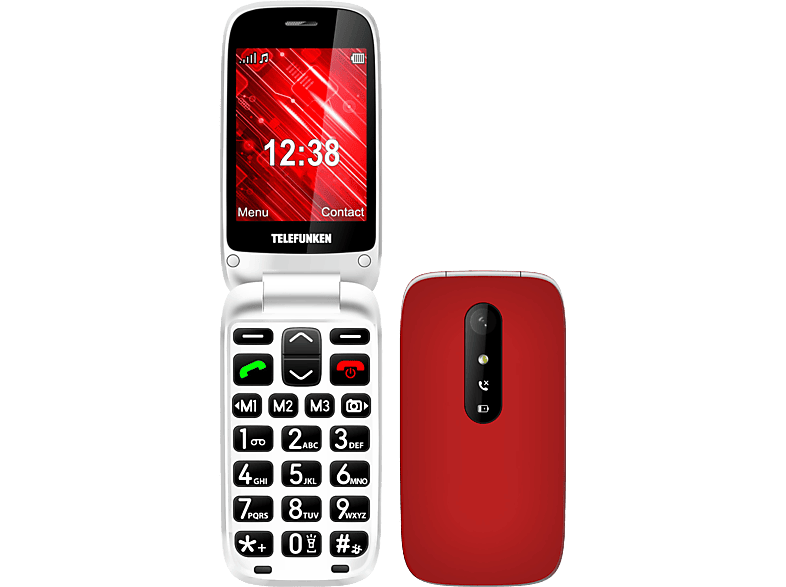 Telefunken S445 Rojo 32MB RAM 2.8 800 mAh Teclas grandes Botón SOS