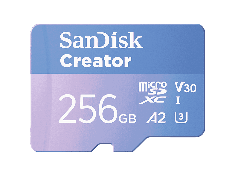 Sandisk Creator microSD UHS-I 256 GB con adaptador Hasta 190 MB/s 4K y 5.3K V30 A2 Azul