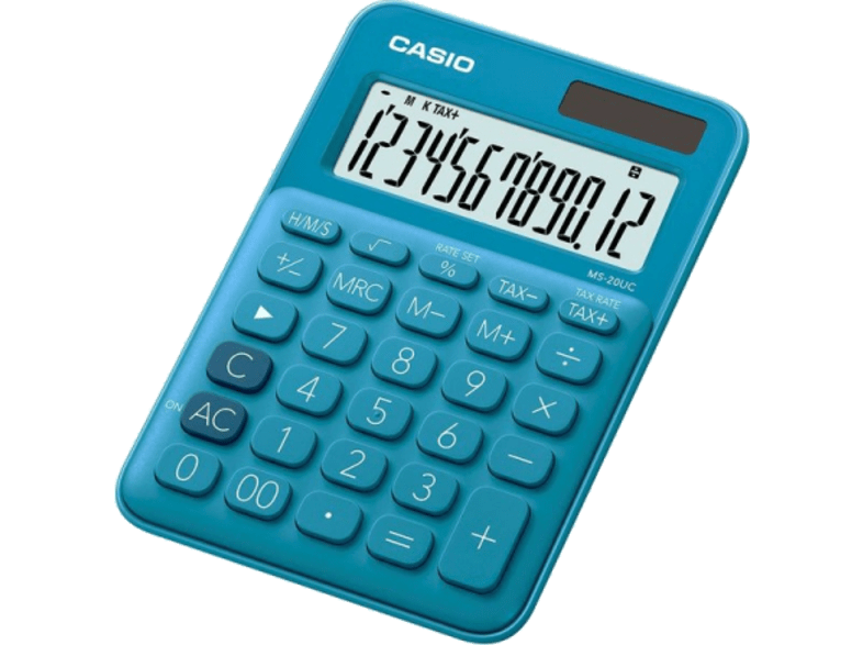 Casio MS-20 UC-BU Pantalla extra grande Cálculo de tasas Azul