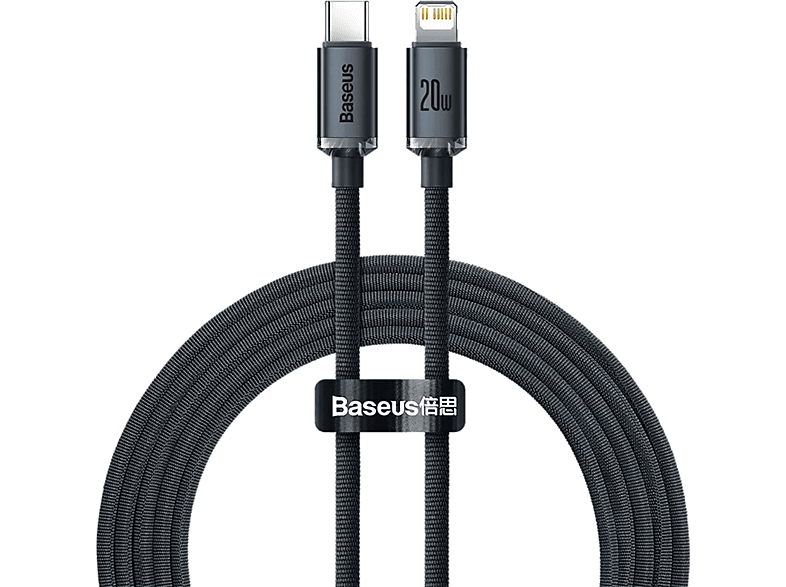Baseus Crystal Shine Para Apple 2m Lightning y USB-C 20W 480 Mbps Negro