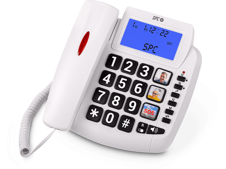 SPC Comfort Volume 2 Análogo Luz timbre Teclas gigantes Compatible audífonos Blanco