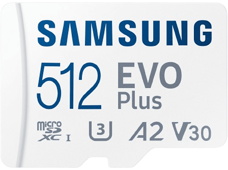 Samsung Evo Plus MB-MC512S 512GB Clase 3 V30. UHS-I Lectura 160 MB/s Blanco