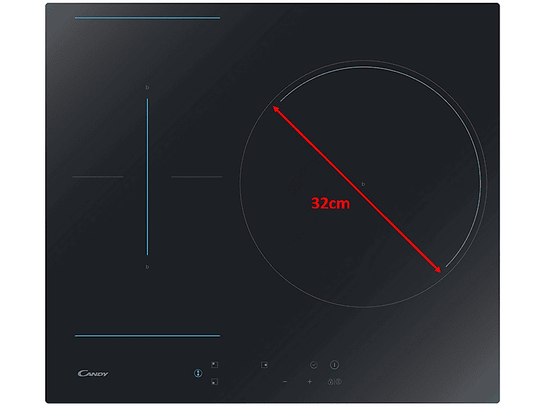 Candy CTP634C 3 Zonas 2 Zonas Flex Zona grande 32 cm Float glass 60 cm,Negro