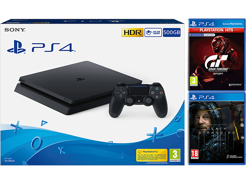 Sony PS4 500 GB Negro + Gran Turismo Sport + Death Stranding