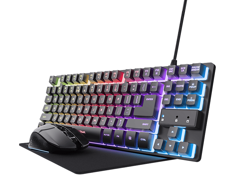 Trust GXT 794 Ratón inalambrico Teclado compacto TKL Retroiluminación Negro