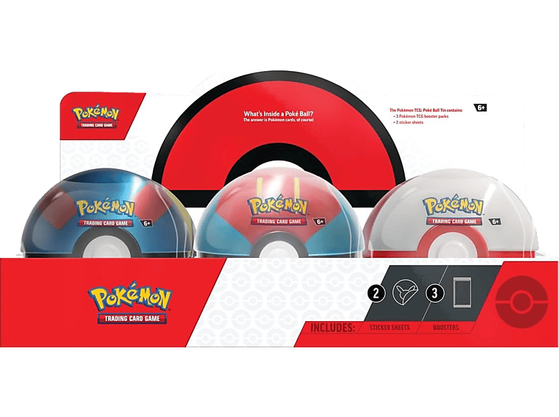 Magicbox Lata de Poke Ball 3 paquetes de refuerzo Pokémon TCG y 1 moneda Pokémon Multicolor