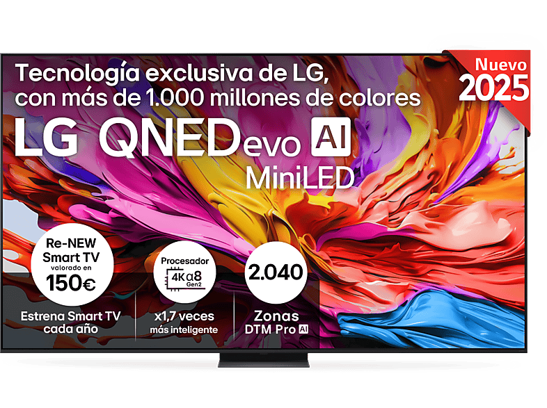 LG 100QNED86A6 UHD 4K Procesador Inteligente α8 AI Processor 4K Gen2 Smart TV DVB-T2 (H.265) Charcoal Black