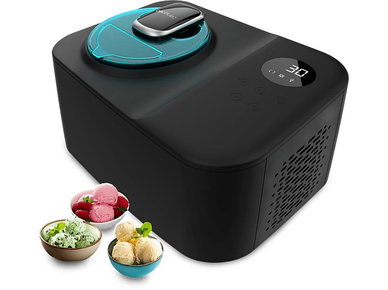 Cecotec Gelacy 1200 Touch Compresor 110 W 1.2 l Control táctil Cuenco y motor extraíble Ventana Incluye cuchilla de mezcla Black