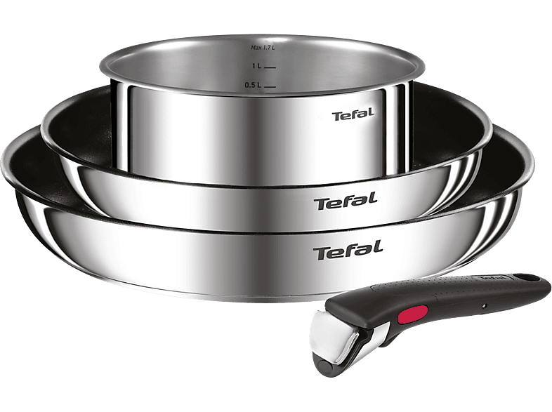 Tefal L881S4 Ingenio 4 piezas Mango extraíble Revestimiento titanio antiadherente Indicador de calor Acero Inox