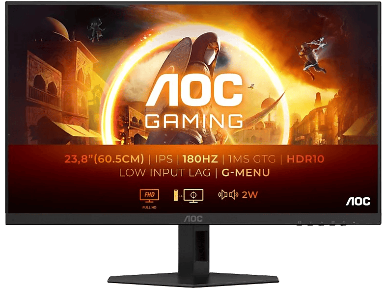 AOC 24G4XE 24 Full-HD 1 ms GtG 0.5 ms MPRT 180 Hz HDR 10 Fast IPS G-SYNC Compatible + Adaptive Sync Altavoces Negro