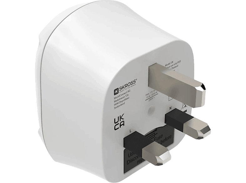 Hama 223480 Tipo G 3 pines Compatible Inglaterra Commonwealth y Reino Unido Blanco