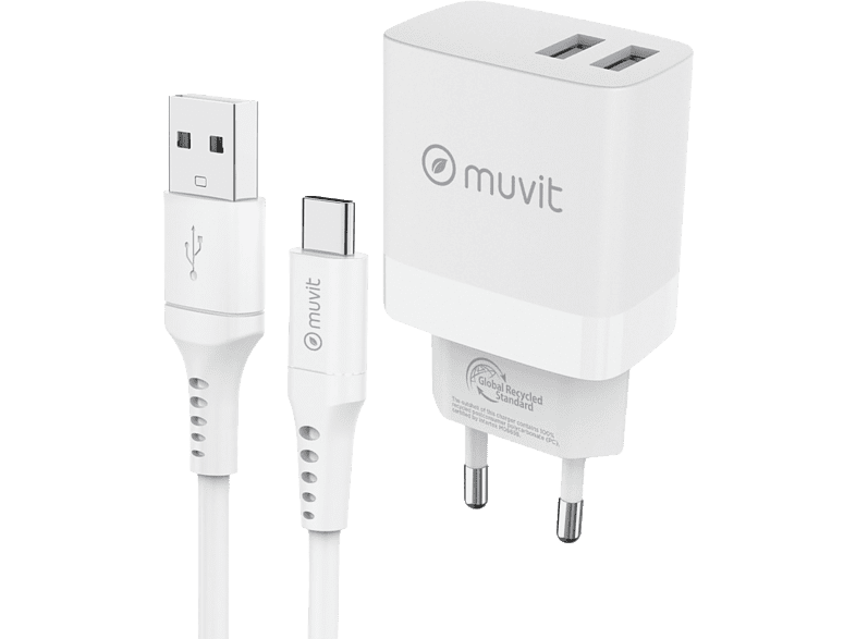 MUVIT TR361002+CA002-AC-AW Universal  USB A 50/60 Hz Blanco