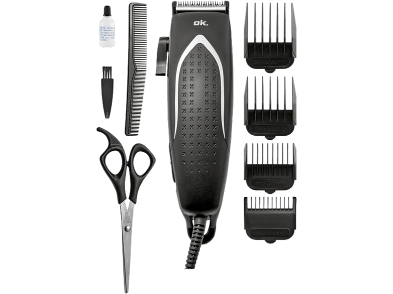 OK OHT 31221 3 - 12 mm Medidas de corte Cuchillas de acero Negro + Peine + Tijeras