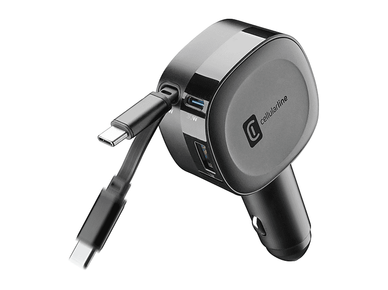 Cellularline ROLL Retráctil 30 W Tipo C Universal Negro