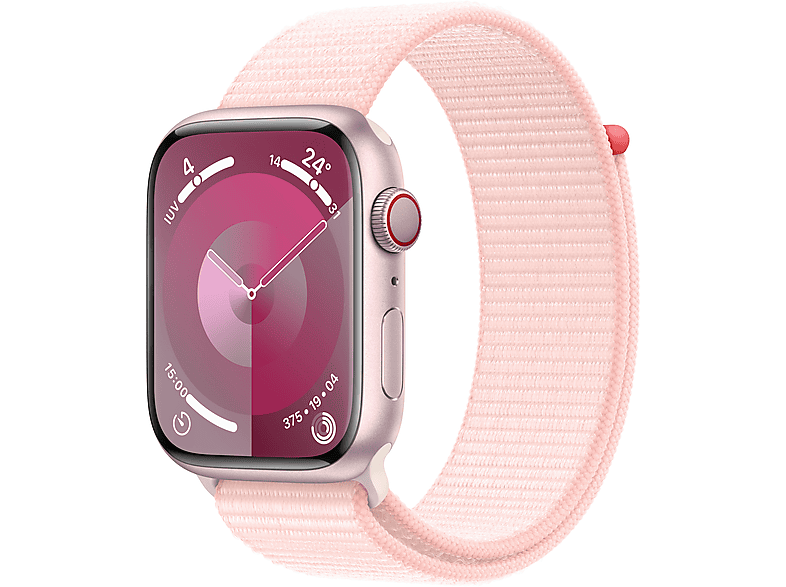 Apple Watch Series 9 (2023) GPS+CELL 45 mm Gesto de doble toque Caja de aluminio rosa Correa Sport Loop rosa