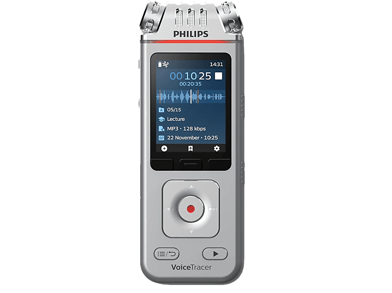 Philips DVT4115 8 GB 36h de Grabación 3 Micrófonos Plata