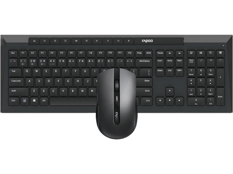 Rapoo 8210M QWERTY 1600 dpi Bluetooth Wireless Plug & Play Tecnología Óptica Negro