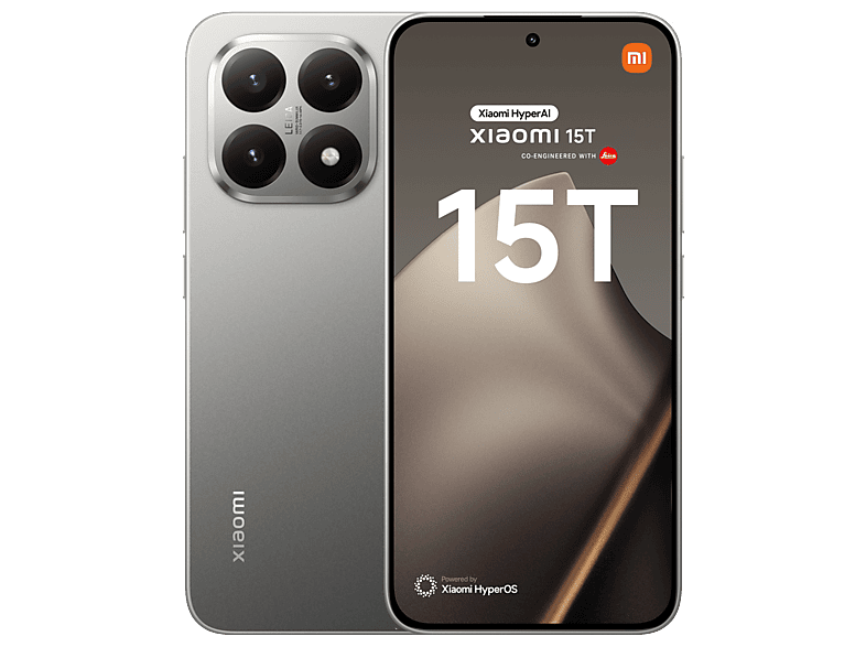 Xiaomi 15T Gris 256 GB 12 GB RAM 6.83 AMOLED  WQHD+ Eye Care MediaTek Dimensity 8400-Ultra 5500 mAh
