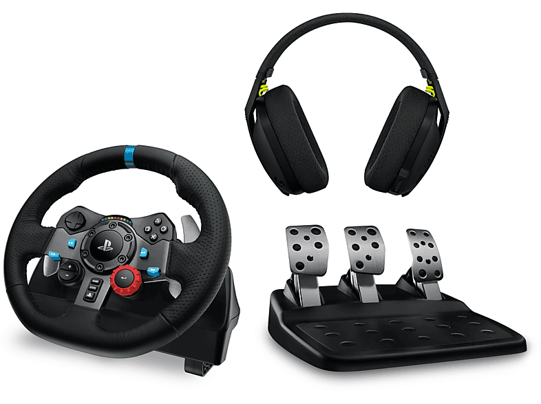 Logitech G G29 + Auriculares gaming G435 Force Feedback Pedales PC/PS Micrófono Bluetooth Inalámbricos PS/Mac PS/Nintendo Negro