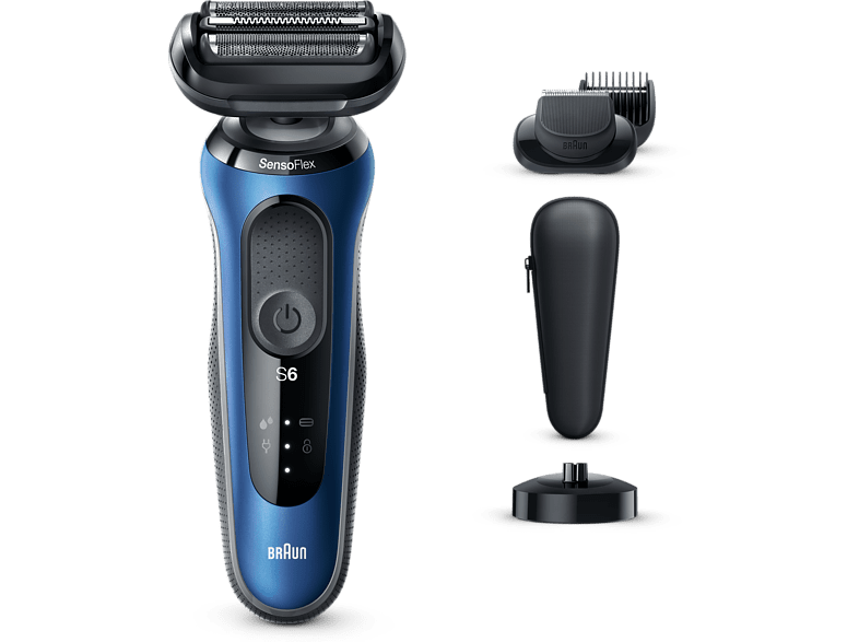 Braun Series 6 61-B4500cs Eléctrica SensoFlex Uso En Seco Y En Mojado Con Recortadora De Barba Base De Carga Azul