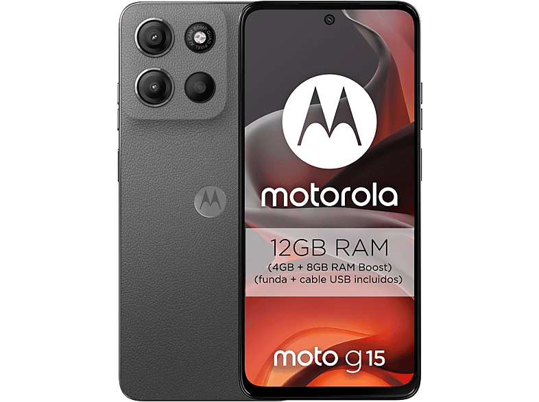 Motorola Moto g15 Gris 128 GB 8 GB RAM 6.72 LCD MediaTek Helio G81 Full HD+ Cuero Vegano 5200 mAh