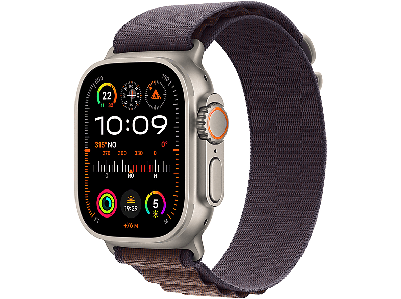 Apple Watch Ultra 2 (2023) GPS + Cellular 49 mm Caja de titanio Gesto doble toque Correa Alpine Loop en Talla M de color Índigo