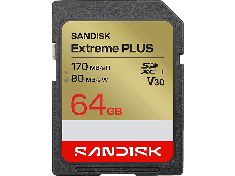 SANDISK Extreme Plus 64 GB Vídeo 4k UHD Hasta 170 MB/s lectura U3 V30 C10 UHS-I Oro