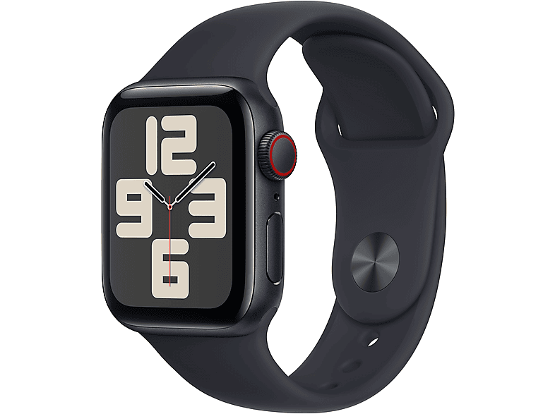 APPLE Watch SE (2023) GPS+CELL 40 mm Caja de aluminio medianoche Vidrio delantero Ion-X Talla M/L Correa deportiva medianoche