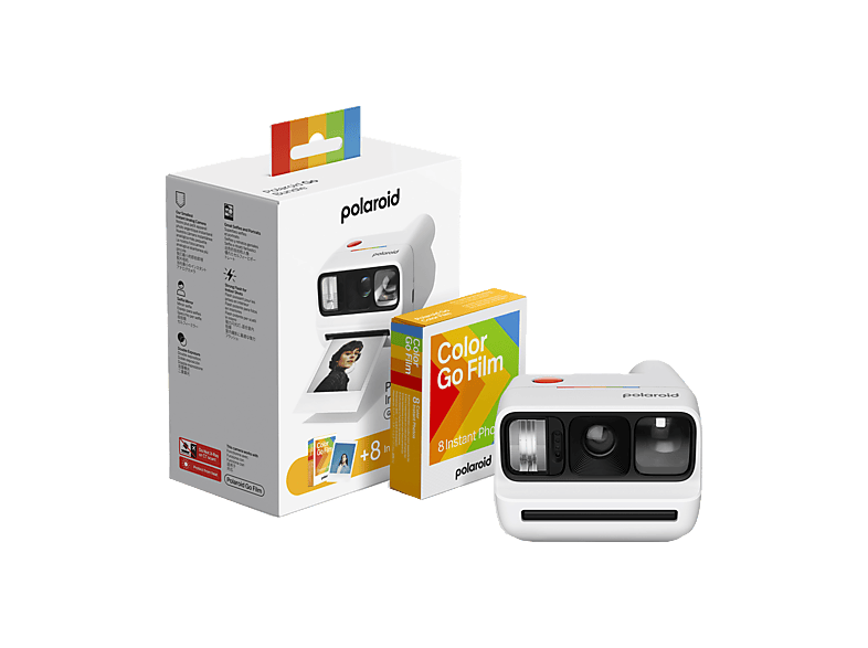 Polaroid Go Gen 3 + Bundle de película a color (8 Photos)  Espejo para Selfies Autodisparador Doble Exposición Flash Blanco