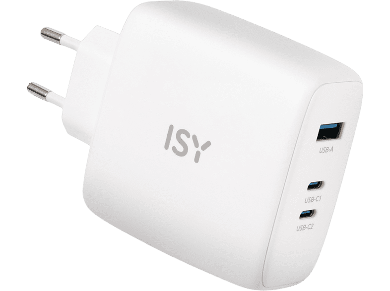 ISY IAC 5100 Universal 100 W Tecnología GaN Cable USB-C incluido Blanco