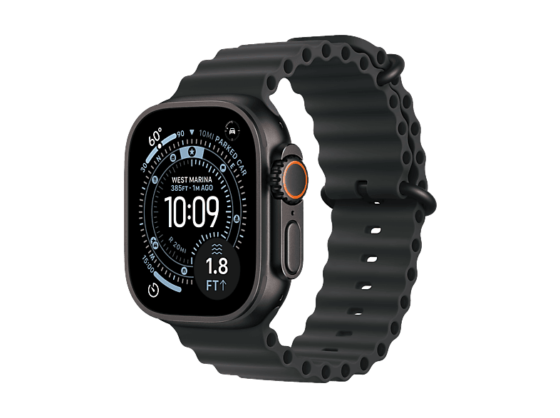 Apple Watch Ultra 3 (2025) GPS+CEL 49 mm Caja de Titanio Negro Correa Ocean Band Negro Calidad del sueño Via satélite 42h Autonomía
