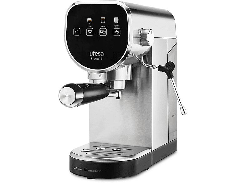 Ufesa Sienna 20 bar 1360 W Capacidad Depósito 0.9 l 2 Tazas Vaporizador orientable Inox