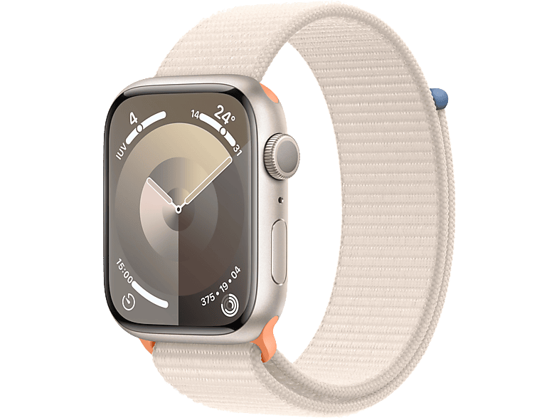 Apple Watch Series 9 (2023) GPS 45 mm Gesto de doble toque Caja de aluminio blanco estrella Correa Sport Loop blanco estrella