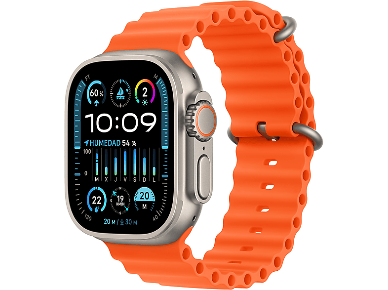Apple Watch Ultra 2 (2023) GPS + Cellular 49 mm Caja de titanio Gesto doble toque Correa Ocean Band de color Naranja