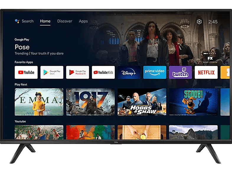 TCLSerie S52 Android TV Full-HD Quad Core Smart TV DVB-T2 (H.265) Negro