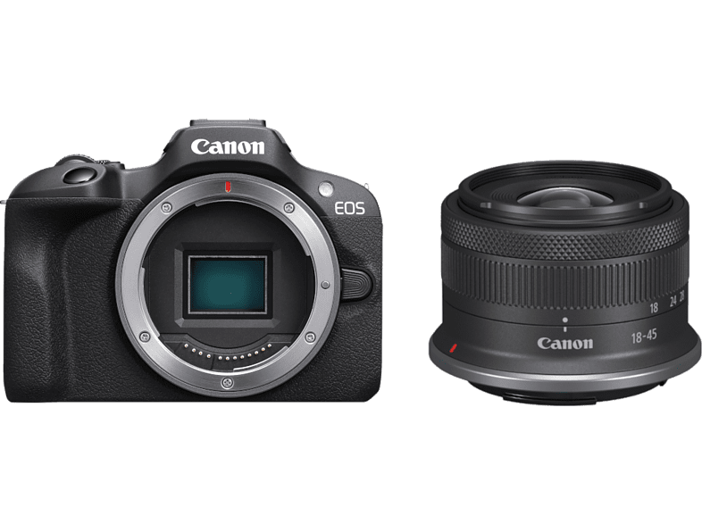 Canon EOS R100/RF-S 18-45MMIS STM CMOS AF de Doble píxel 24.1 megapixel 7.62 cm Video 4K Wi-Fi Negro