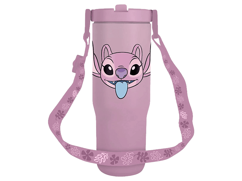 Sherwood Lilo & Stitch: Angel 880 ml Con cuerda Térmica Tamaño XL Para bebidas calientes y frías Con pajita incorporada