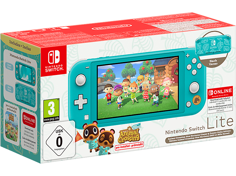 Nintendo Switch Lite Portátil Controles integrados Azul Turquesa + Juego Animal Crossing: New Horizons (preinstalado) + 12 meses NSO