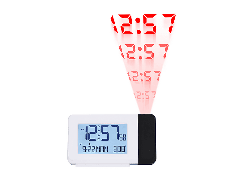 NK FA350101 Con Luz de Proyección 2x Pilas AA Alarma Función Repetición Blanco