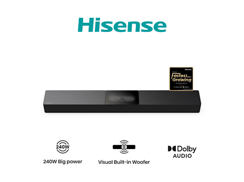 Hisense HS2000 Bluetooth 240 W Audio 2.1 Subwoofer integrado Dolby Audio Negro