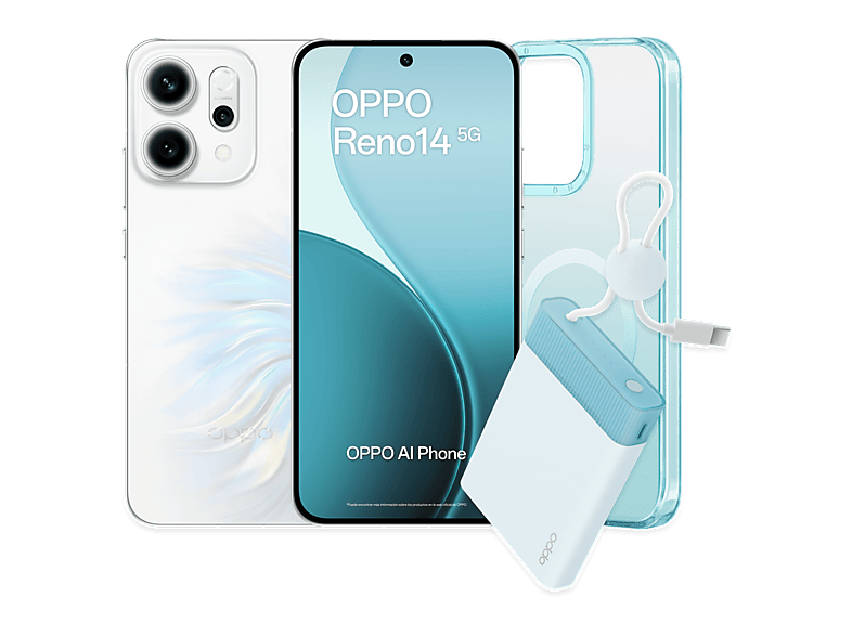 OPPO Reno14 Opal White 512 GB 12 GB RAM 6.59  2.5D AMOLED Mediatek Dimensity 8350 (4nm) 6000 mAh IP69 Incluye Powerbank
